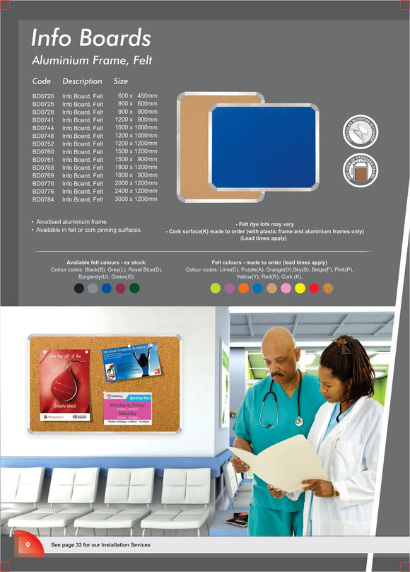 Parrot Info Board Aluminium Frame 600x450mm Beige - image 03