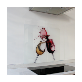 Image of Decorative Glass Wall Tile 598X650X6Mm Wine Glasses