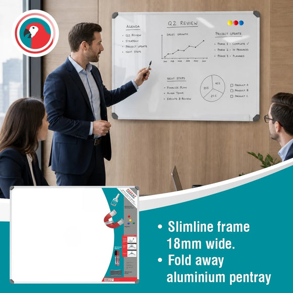 Parrot Whiteboard Slimline Magnetic 1200x900mm Retail - image 06