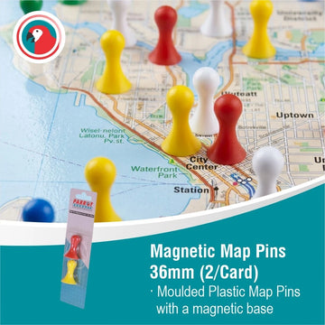 Parrot Magnets Map Pins 36mm (2/Card) Assorted - image 01