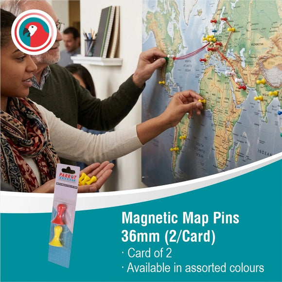 Parrot Magnets Map Pins 36mm (2/Card) Assorted - image 02