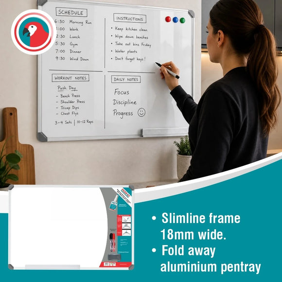 Parrot Whiteboard Slimline Non Magnetic 900x600mm Retail - image 03