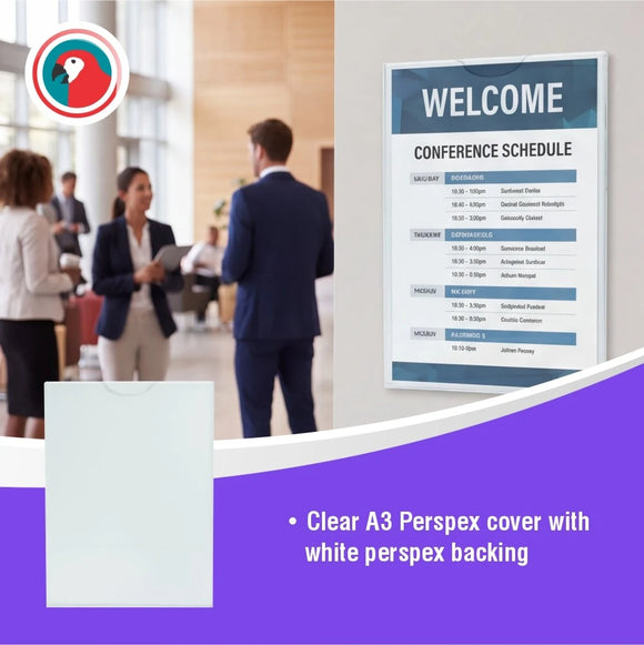 Parrot Perspex Pocket Clear / White Backing A3 Portrait - image 03