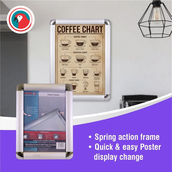 Parrot Poster Frame A4 360x270mm Chrome Corner - image 04