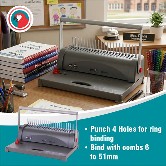 Parrot Binder Comb Machine 450 Sht 51mm Ring - image 11