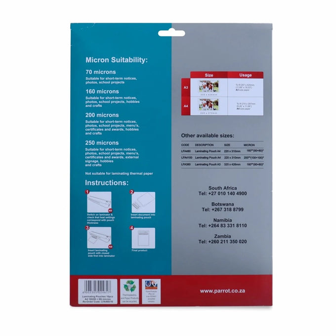 Parrot Laminating Pouch A4 220X310 160(80+80) Mic Box 100 - image 07