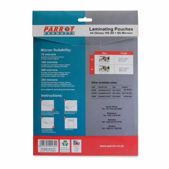 Parrot Laminating Pouch A4 220X310 160(80+80) Mic Box 100 - image 17