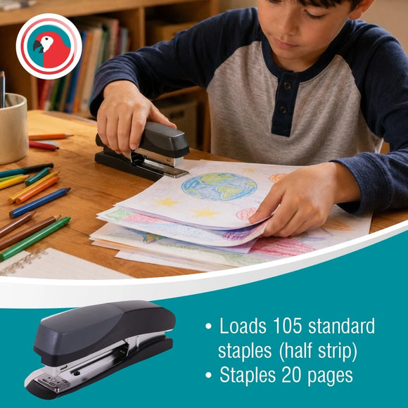 Parrot Stapler Plastic Med 105X(24/6 26/6) Black 20Pgs - image 05