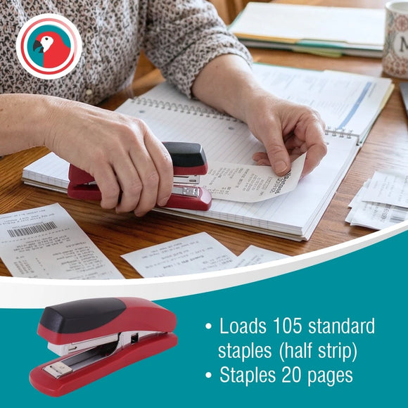 Parrot Stapler Plastic Med 105X(24/6 26/6) Red 20Pgs - image 03