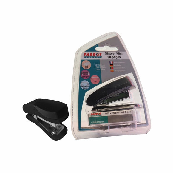 Parrot Stapler Plastic Mini Black + Staples (1000X26/6) - image 02