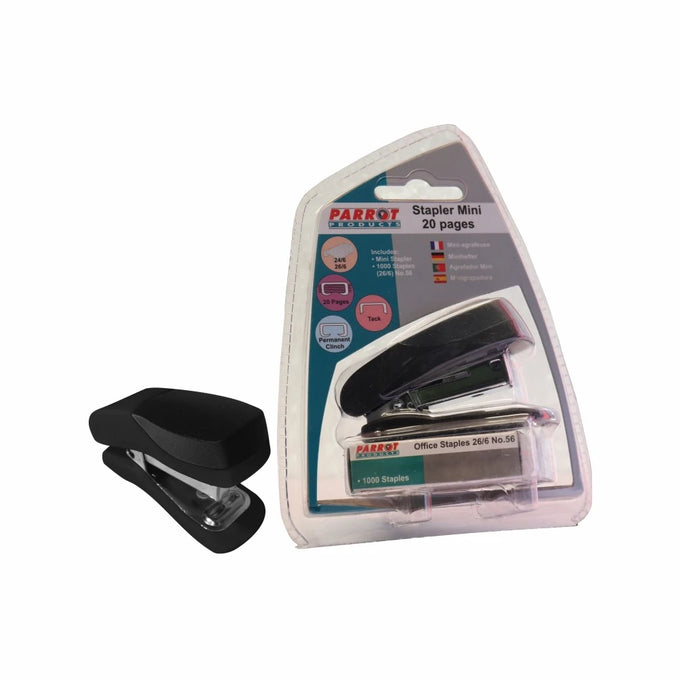 Parrot Stapler Plastic Mini Black + Staples (1000X26/6) - image 02