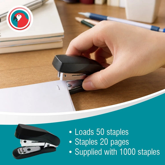 Parrot Stapler Plastic Mini Black + Staples (1000X26/6) - image 06