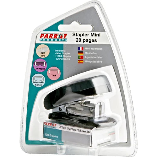 Parrot Stapler Plastic Mini Black + Staples (1000X26/6) - image 01