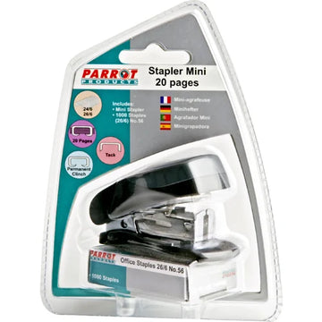 Parrot Stapler Plastic Mini Black + Staples (1000X26/6) - image 01