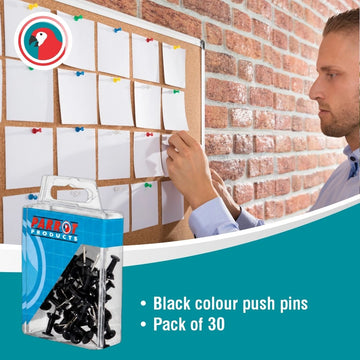 Parrot Push Pins Carded Pack 30 Black - image 01