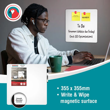 Parrot Whiteboard Tile Magnetic 355X355mm White - image 01