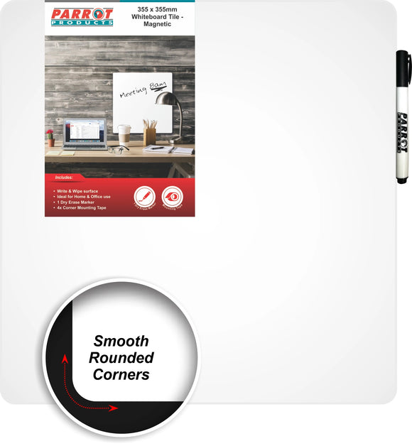 Parrot Whiteboard Tile Magnetic 355X355mm White - image 05