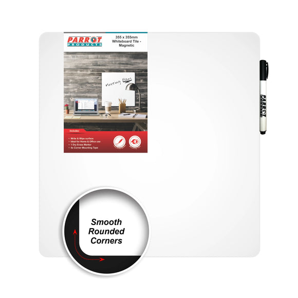 Parrot Whiteboard Tile Magnetic 355X355mm White - image 06