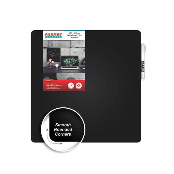 Image of Whiteboard Tile Magnetic 355X355Mm Black