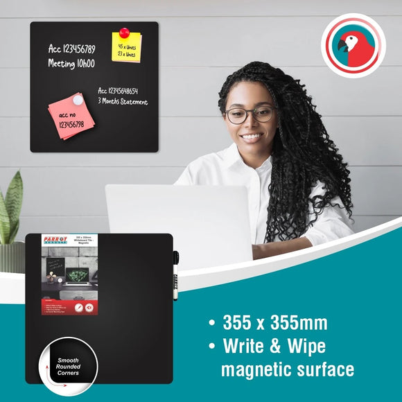 Parrot Whiteboard Tile Magnetic 355X355mm Black - image 05