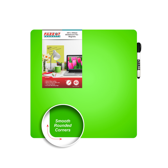 Image of Whiteboard Tile Magnetic 355X355Mm Green