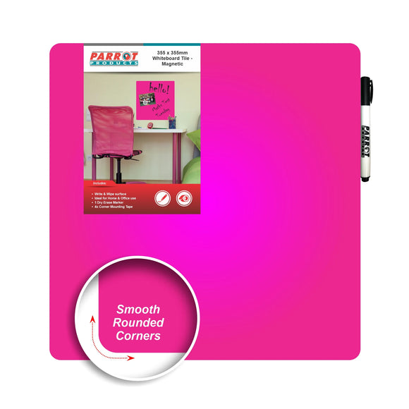 Parrot Whiteboard Tile Magnetic 355X355mm Pink - image 01