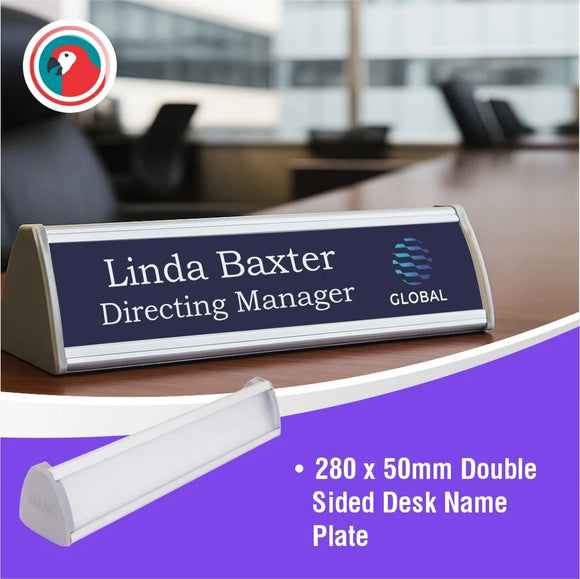 Parrot Sign Frame Desk Name Plate 280X50mm Double Sided - image 01