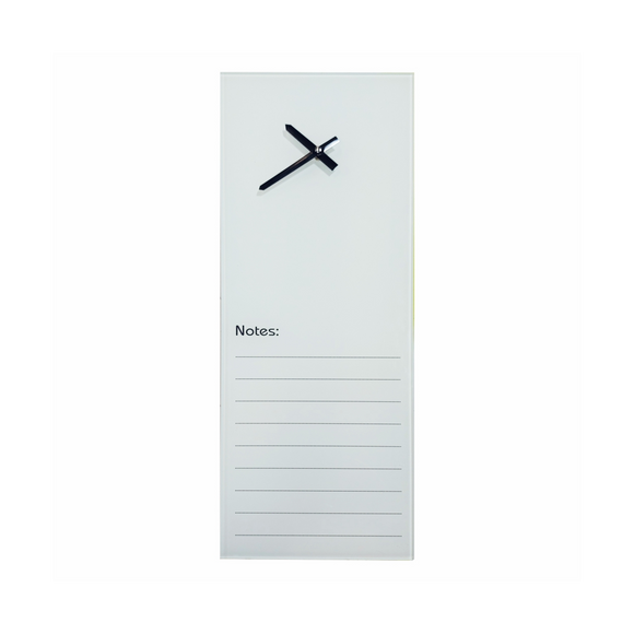 Image of Clock Glass With Notes 210 X 580Mm White