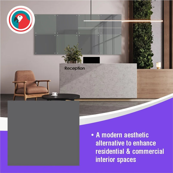Parrot Decorative Glass Wall Tile 598mm X 650mm Gun Metal - image 01