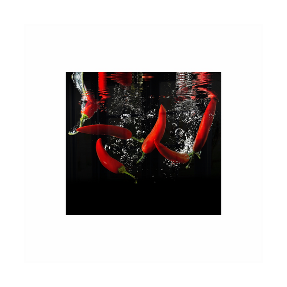 Image of Decorative Glass Wall Tile 598Mm X 650Mm Chilli
