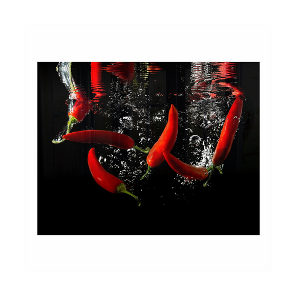 Image of Decorative Glass Wall Tile 898Mm X 700Mm Chilli