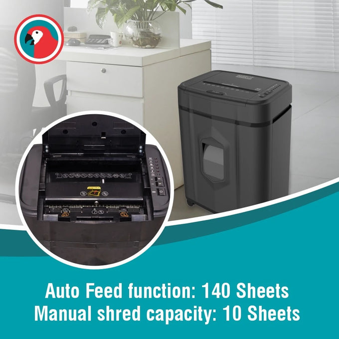 Parrot Shredder Paper 140 Sheet 4 X 12mm Mini Cross Cut Auto Feed - image 01