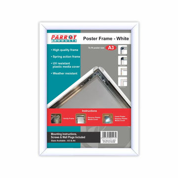 Parrot Poster Frame A3 450x330mm Single Mitred Econo White - image 01