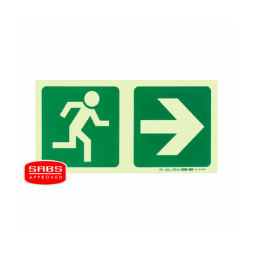 Image of Photoluminescent 190Mm Safety Sign -E1-Running Man+Arrow Right