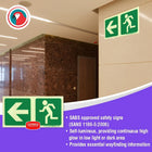 Parrot Photoluminescent 190mm Safety Sign -E2-Arrow Left+Running Man - image 05