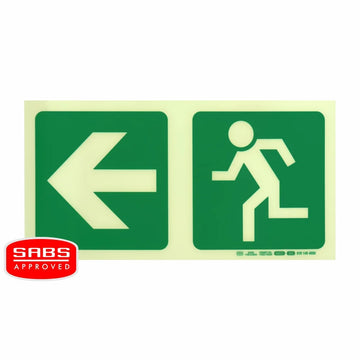 Parrot Photoluminescent 190mm Safety Sign -E2-Arrow Left+Running Man - image 01