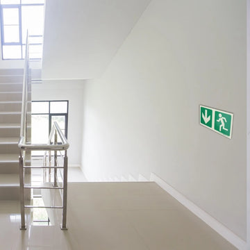 Parrot Photoluminescent 190mm Safety Sign -E3-Arrow Down+Running Man - image 01