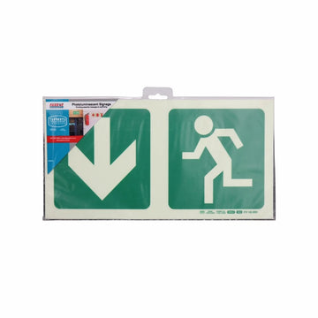 Parrot Photoluminescent 190mm Safety Sign -E3-Arrow Down+Running Man - image 02