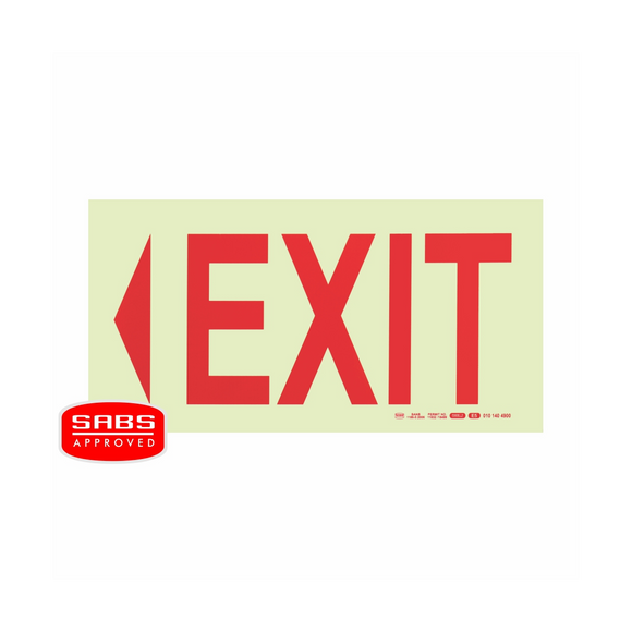 Image of Photoluminescent 190Mm Safety Sign -E5-Arrow Left+Exit