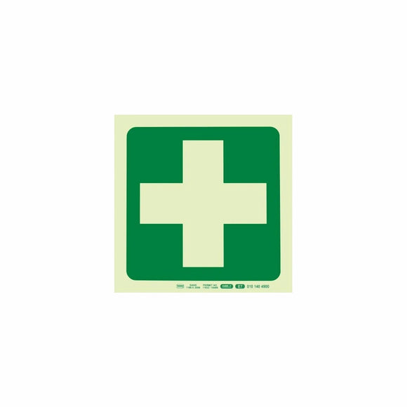 Parrot Photoluminescent 190mm Safety Sign -E7-Green Cross - image 04