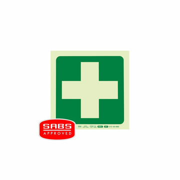 Parrot Photoluminescent 190mm Safety Sign -E7-Green Cross - image 01