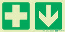 Parrot Photoluminescent 190mm Safety Sign -E7A-Green Cross+Arrow Down - image 02