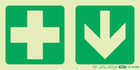 Parrot Photoluminescent 190mm Safety Sign -E7A-Green Cross+Arrow Down - image 02