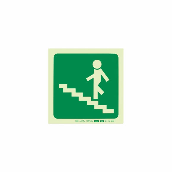Parrot Photoluminescent 190mm Safety Sign -E9-Running Man On Stairs Going Up And Left - image 02