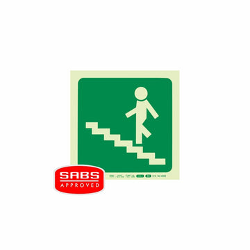 Parrot Photoluminescent 190mm Safety Sign -E9-Running Man On Stairs Going Up And Left - image 01