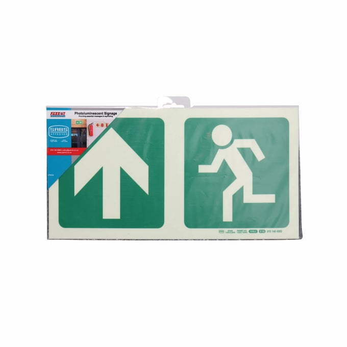 Parrot Photoluminescent 190mm Safety Sign -E10-Arrow Up+Running Man - image 04