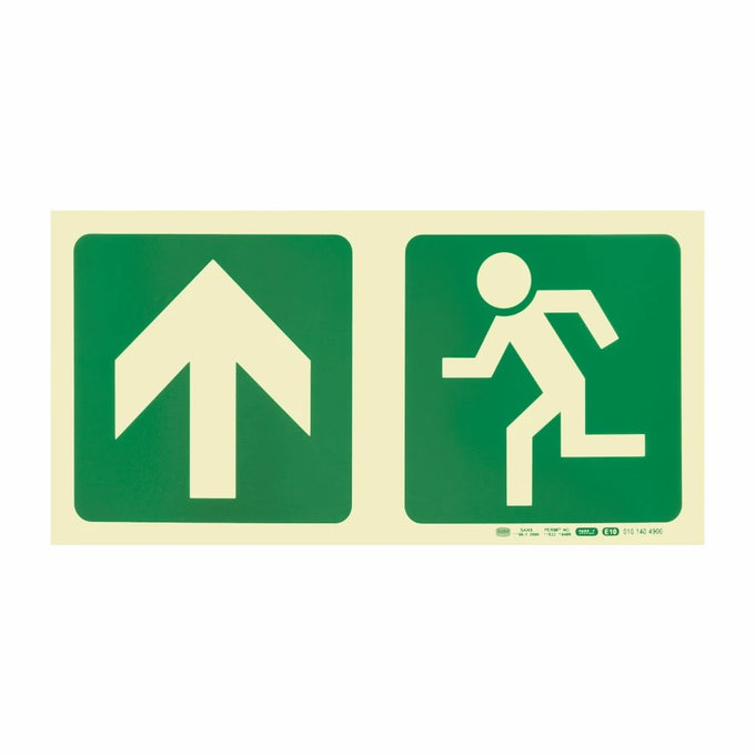 Parrot Photoluminescent 190mm Safety Sign -E10-Arrow Up+Running Man - image 05