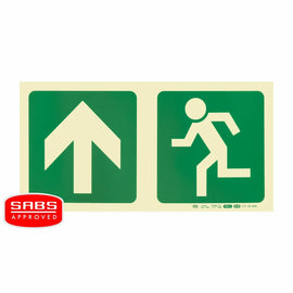 Parrot Photoluminescent 190mm Safety Sign -E10-Arrow Up+Running Man - image 01