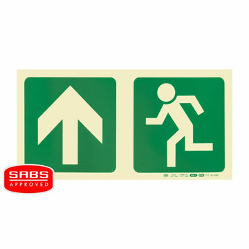 Parrot Photoluminescent 190mm Safety Sign -E10-Arrow Up+Running Man - image 01