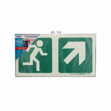 Parrot Photoluminescent 190mm Safety Sign -E11-Running Man+Diagonal Arrow Up And Right - image 01